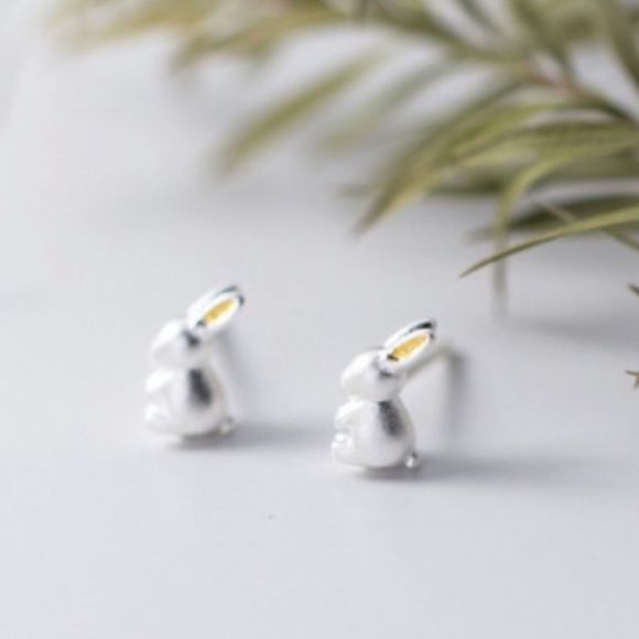 Sterling Silver Bunny Rabbit Earrings - Picture 3 of 4